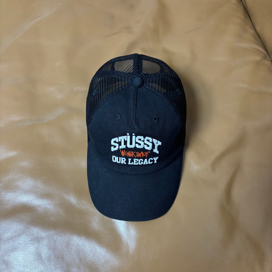 Stussy 스투시x아워레가시 스톤워시드 블랙 6패널 메쉬 볼캡 모자 상품이미지5