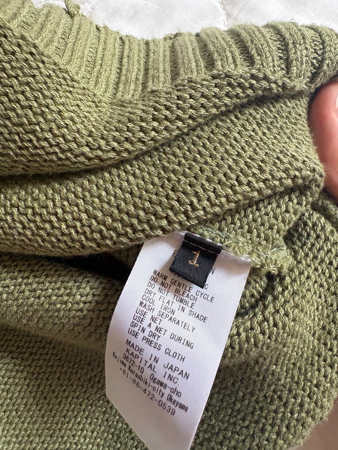 캐피탈 5g 코튼 본 크루넥 니트 카키 상품이미지7