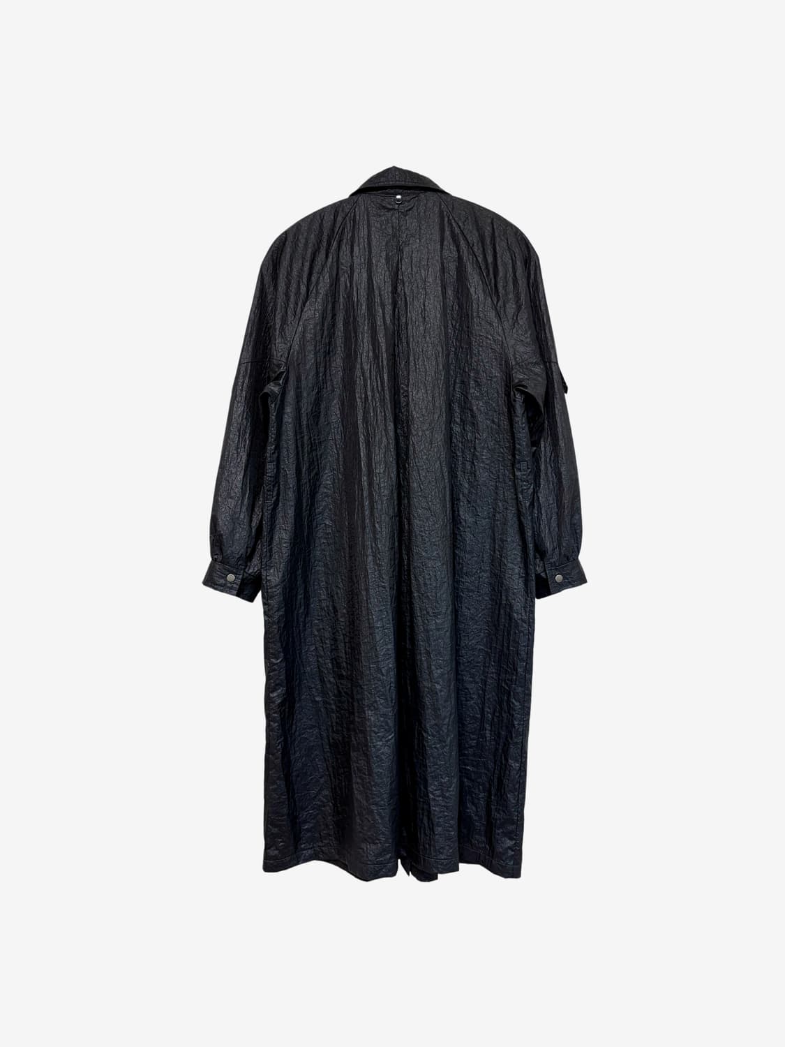 Nylon Raglan Long Coat - Black 상품이미지8