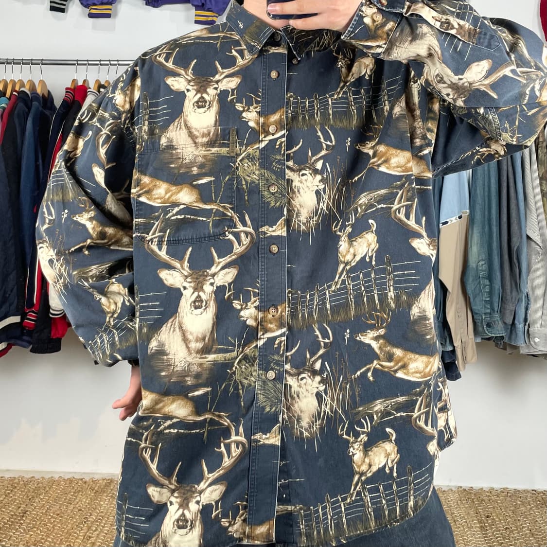 2000s Northriver deer 패턴 셔츠 상품이미지2