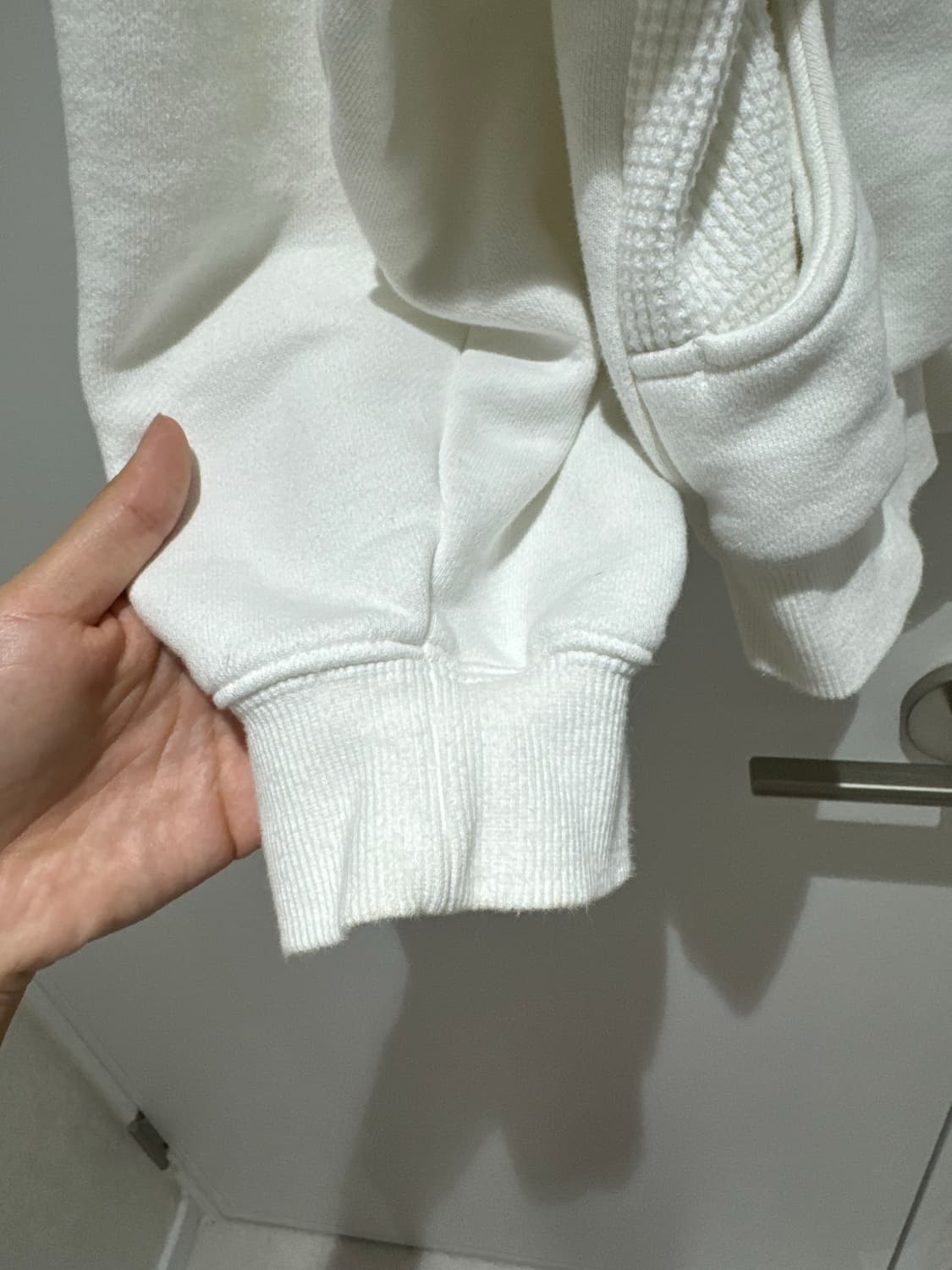 미스치프 패널드 와플 후드집업 화이트 라지 상품이미지7