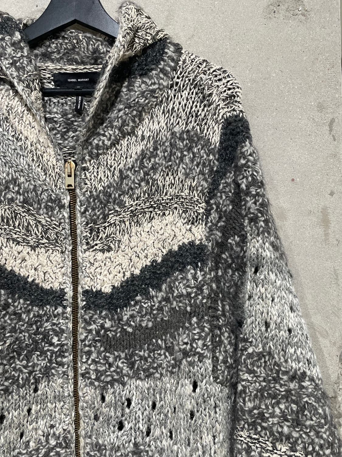 이자벨 마랑 그레이 하프 슬리브 집업 니트 롱 후디 자켓 상품이미지3