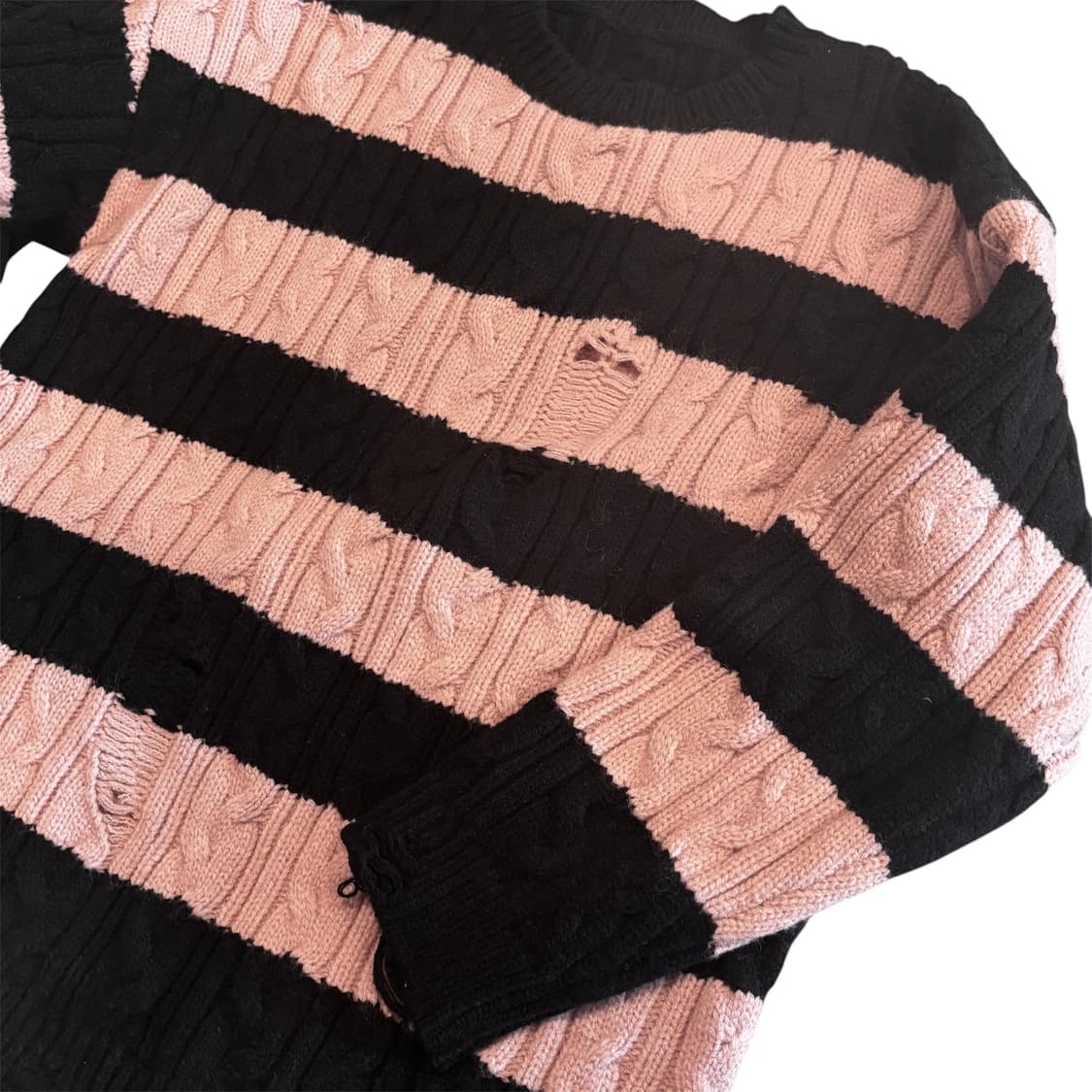 스트라이프 블랙핑크 니트 스웨터 상품이미지2