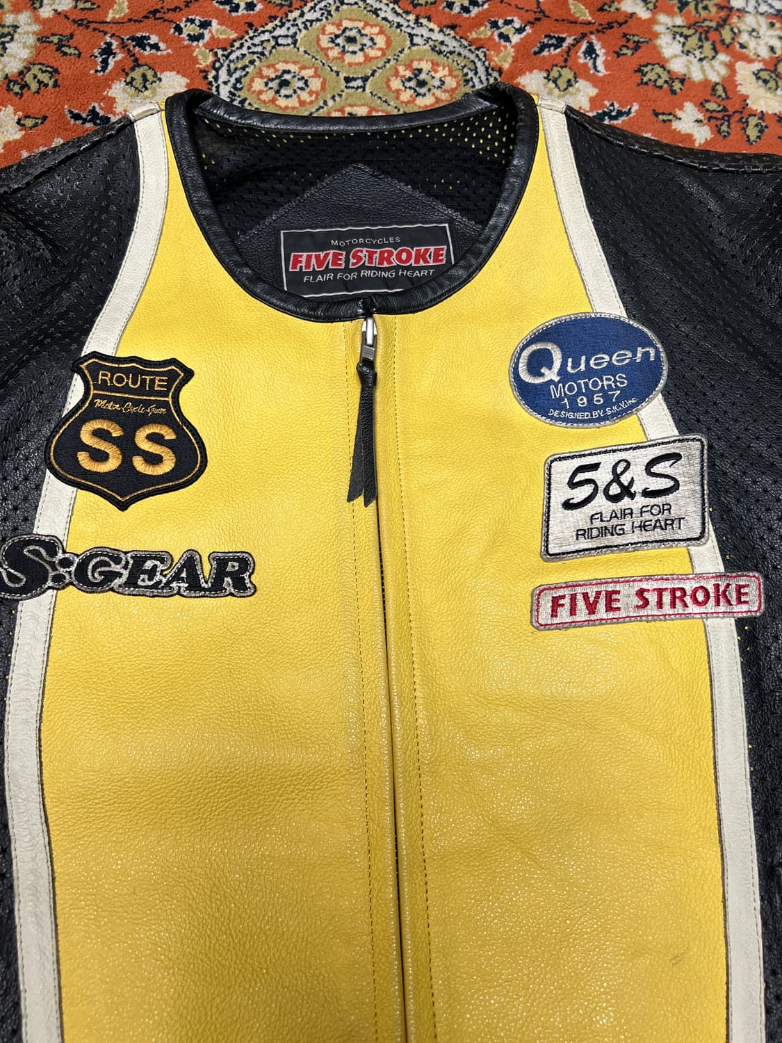 [L] FIVE STROKE 옐로우 블랙 빈티지 레이싱 자켓 상품이미지3