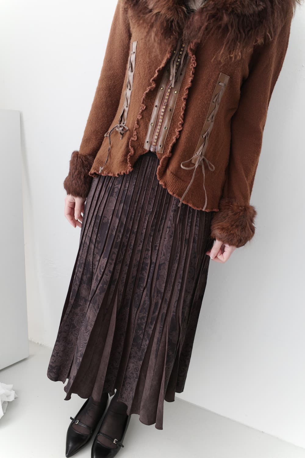 flower suade pleats skirt 상품이미지6