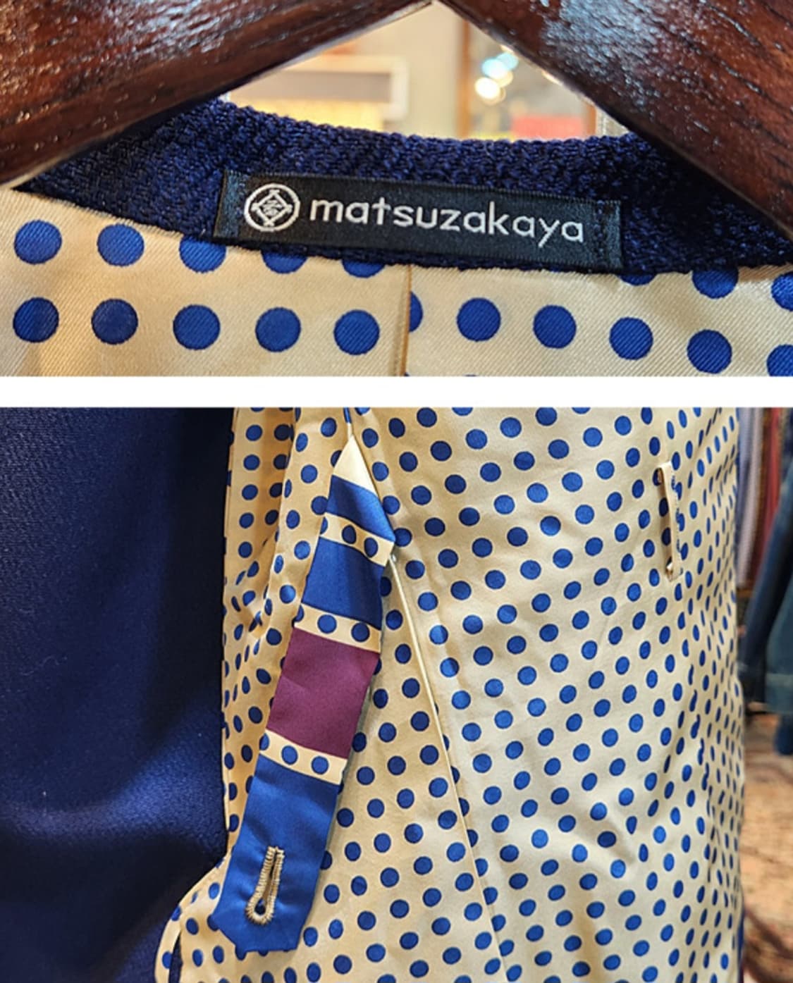 matsuzakaya 맞춤 제작 빈티지 네이비 더블 버튼 브레시티드 자켓 상품이미지9