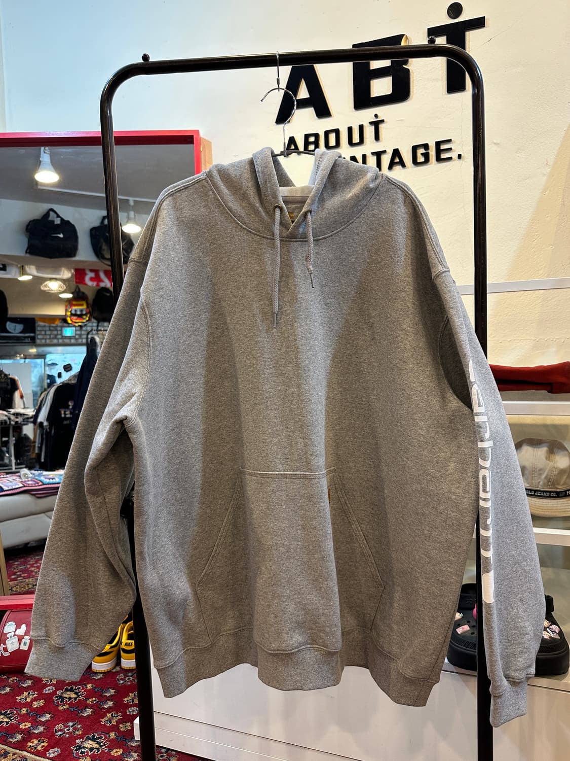 빅사이즈 칼하트 사이드 레터링 로고 후드티 그레이 2XL 상품이미지1