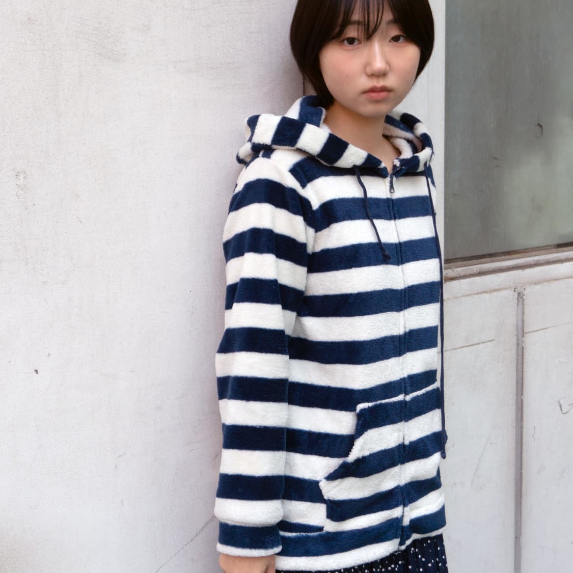 마을 산책 스트라이프 후드 집업 상품이미지1
