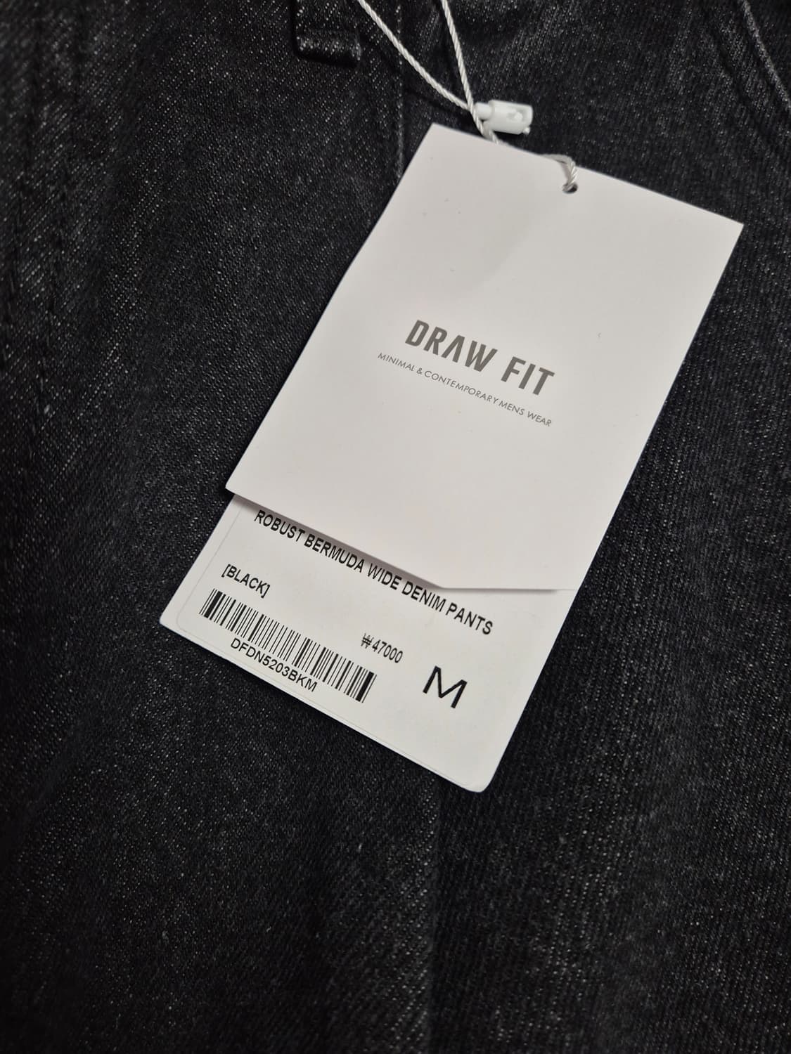 드로우핏 로버스트 버뮤다 와이드 데님 팬츠 블랙 M (새상품) 상품이미지2