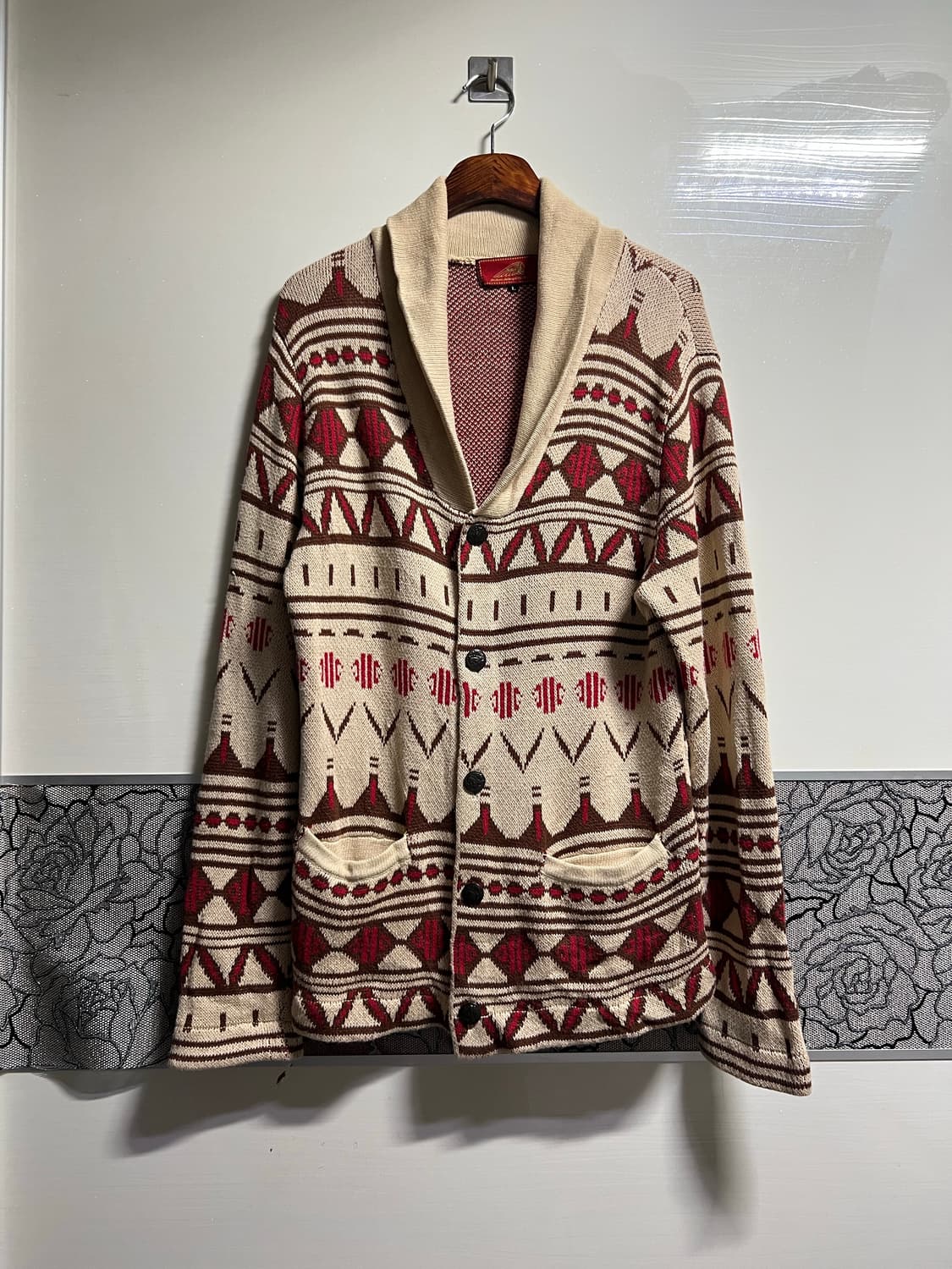 인디언 모터사이클 숄카라 패턴 가디건 상품이미지1