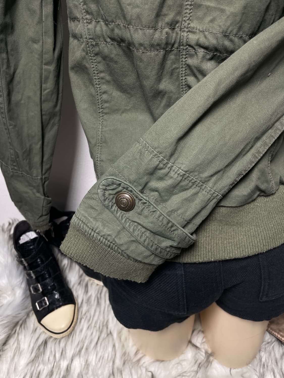 빈티지 y2k 카키 하이넥 집업 자켓  상품이미지5