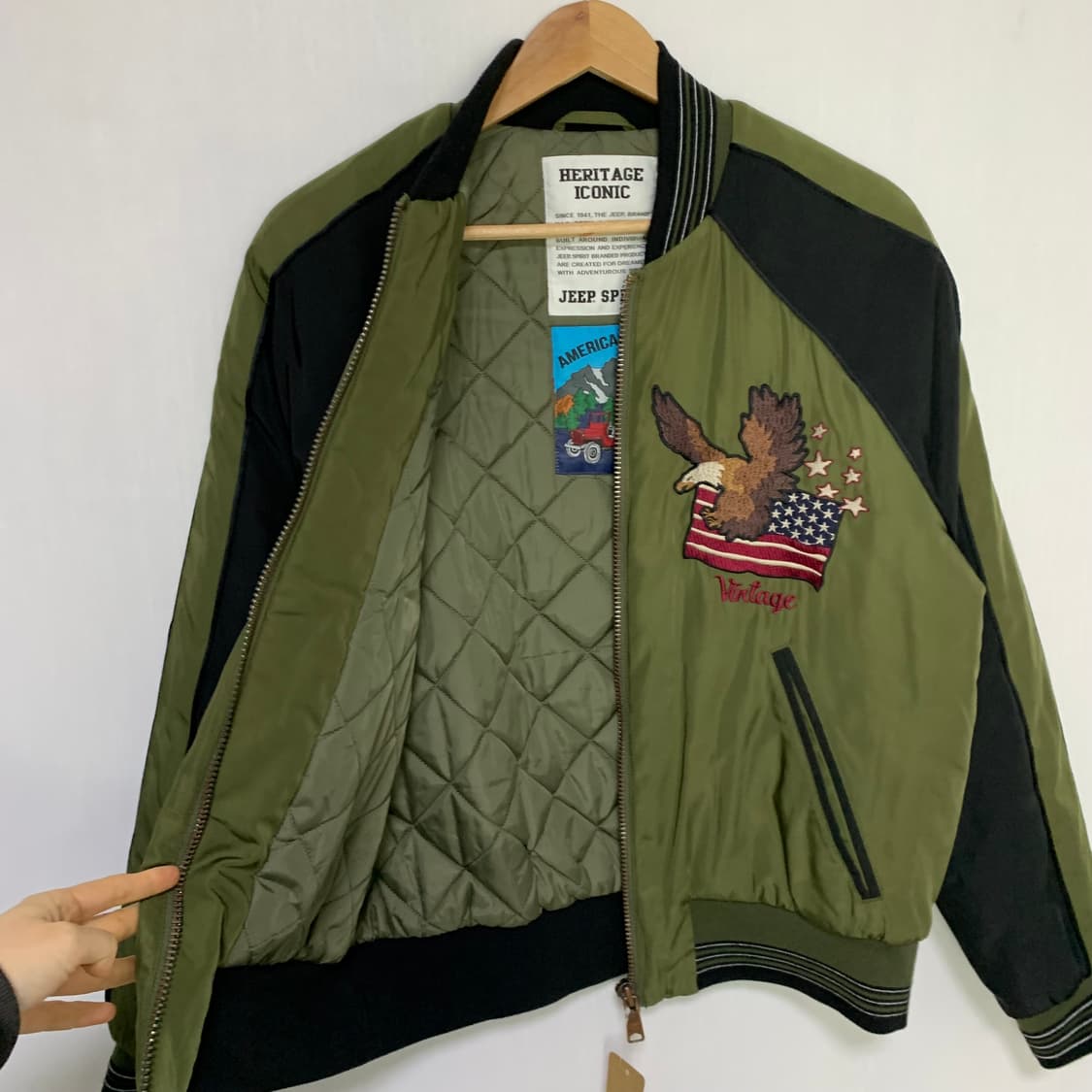 Jeep 빈티지 USA 독수리 자수 스카잔 스카쟌 바시티 자켓 상품이미지4
