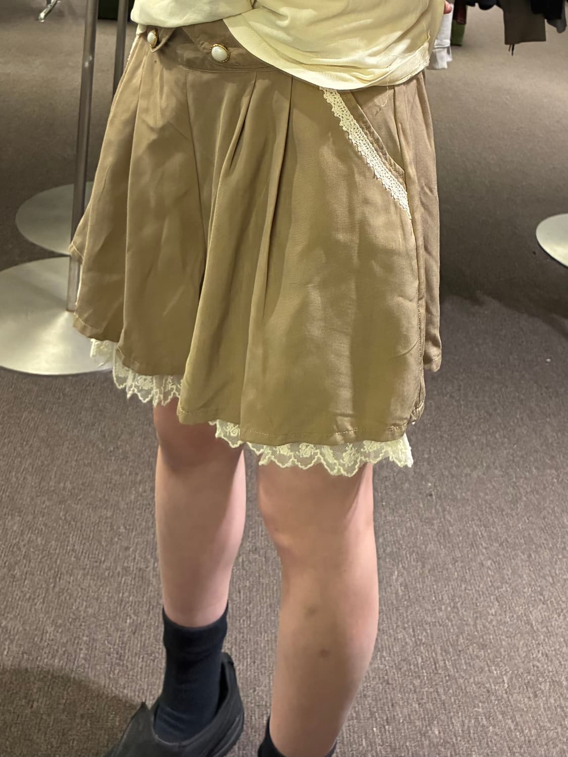 M)Japanese vintage 여성 레이스 금장버튼 디테일 베이지 치 상품이미지2