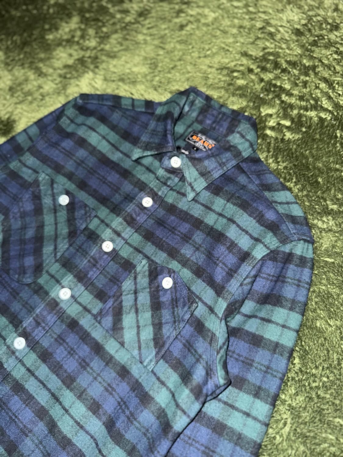 [S] BEAMS Plus 빔즈 플러스 헤비 블랙와치 플란넬 워크 셔츠 상품이미지2