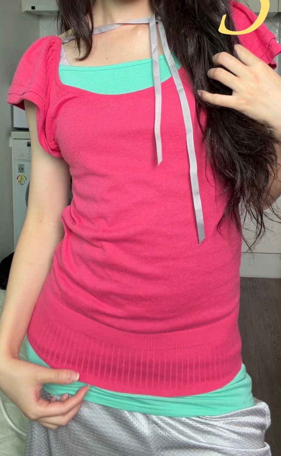 Ribbon ruffle knit top 상품이미지4