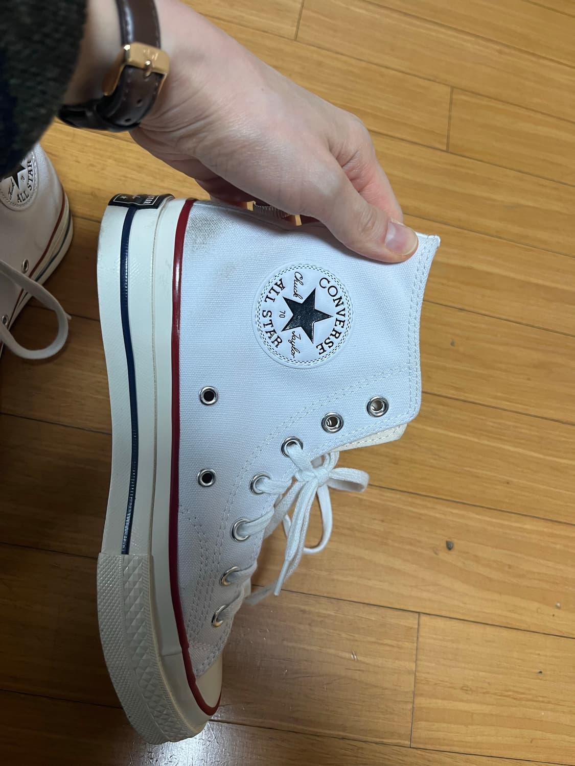 컨버스 하이 척70 화이트 245 스탠다드(와이드 아닙니다) 상품이미지3