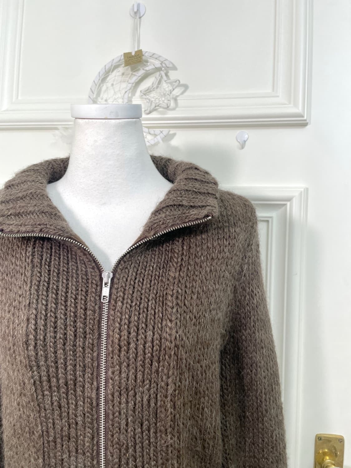 brown collar two-way zip cardigan 상품이미지6