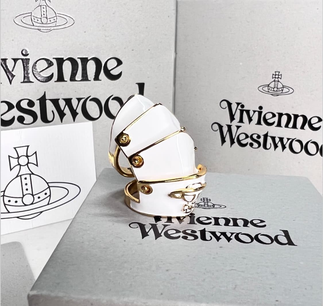 비비안웨스트우드 아카이브 골드화이트 아르테미스 너클링 반지 상품이미지2