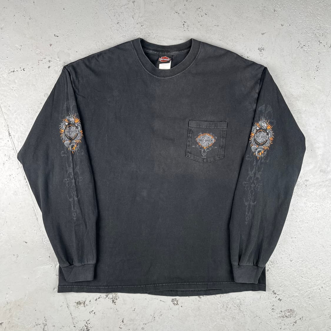 빈티지 할리데이비슨 워싱턴 유타 포켓 긴팔티 상품이미지1