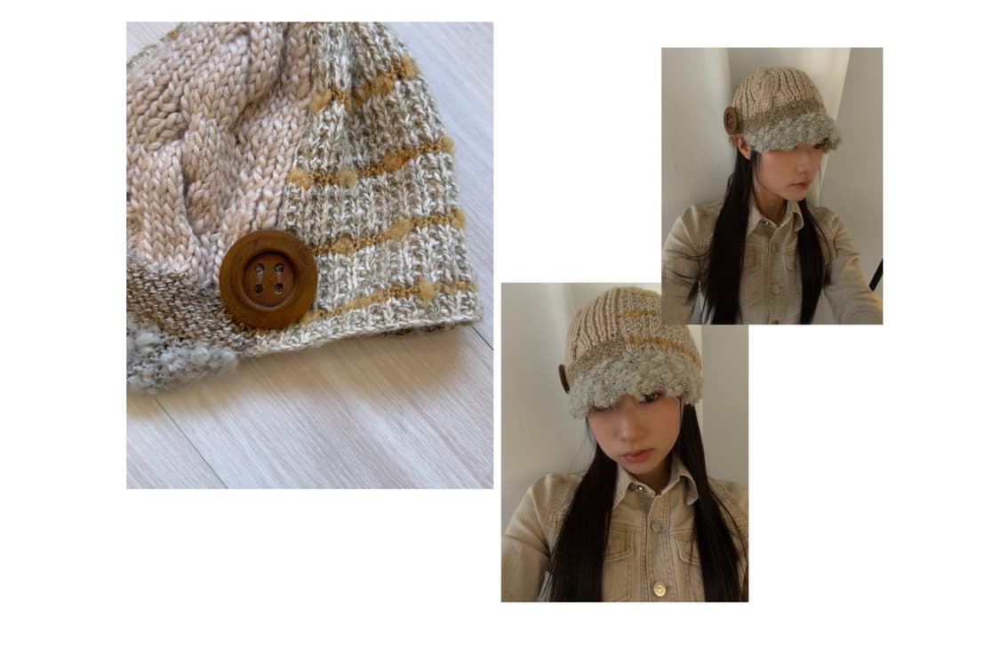 [Vintage] Handmade button Knit Beanie 상품이미지1