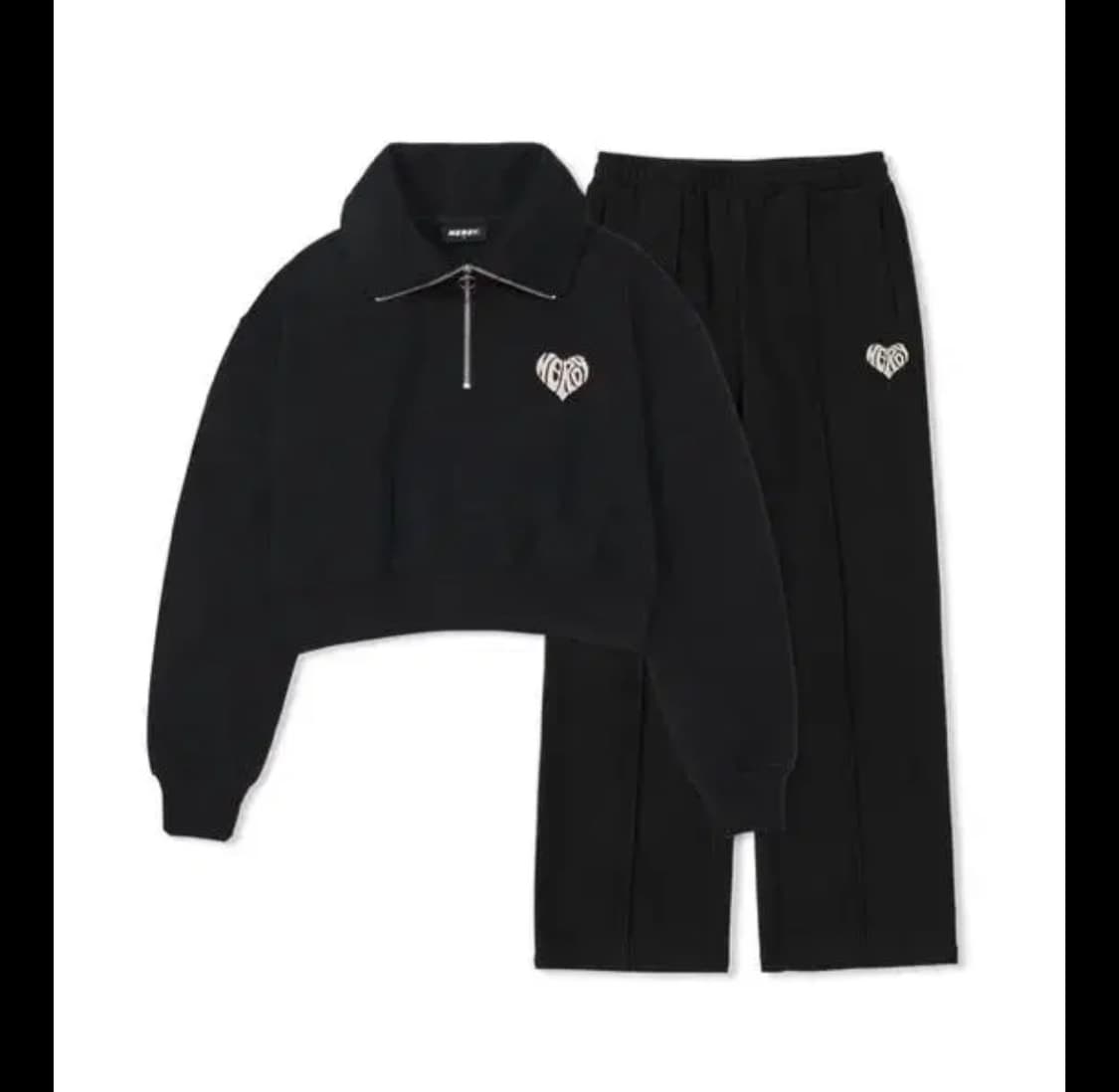 (새상품) 널디 수플레 크롭 스웻세트 블랙 상품이미지1