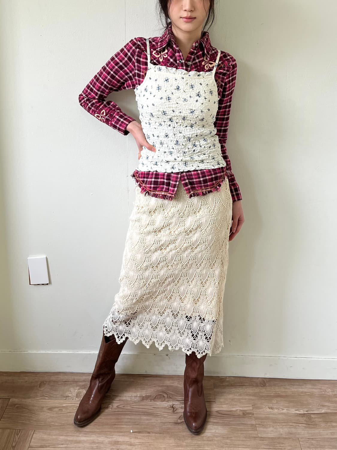 SAISON DE PAPILLON 패턴 시스루 스커트  상품이미지6