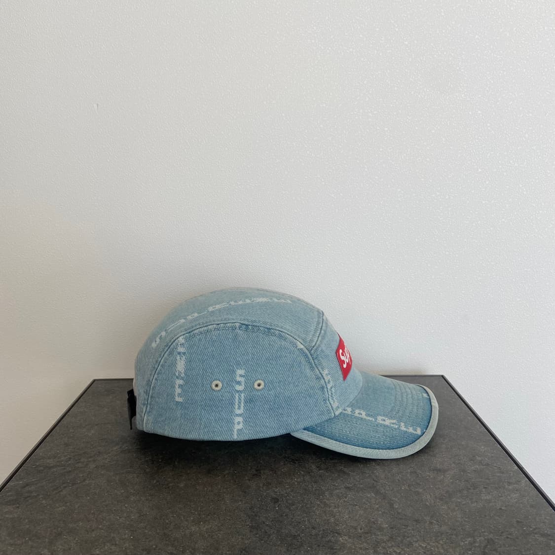 슈프림 자카드 워시드 데님 레드 박스로고 캠프캡 모자 상품이미지3