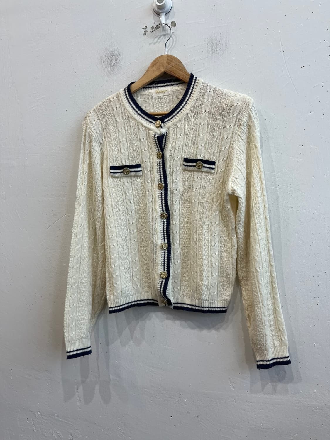 Made in JAPAN 린넨 블렌드 금장 가디건 우먼즈 상품이미지1