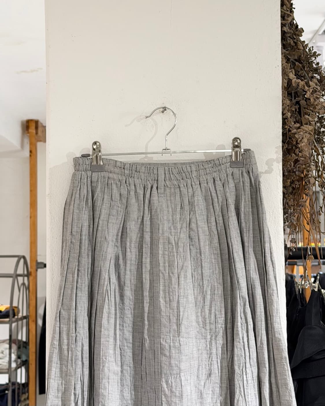 하이 스포르팅 기어 그레이 플리츠 롱 스커트 상품이미지5