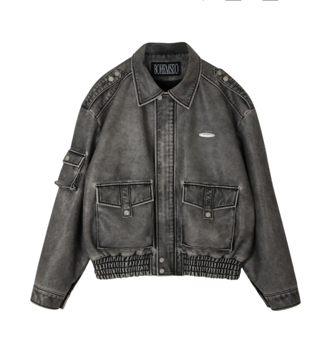 보헤미안서울 보헴서 레더 봄버 점퍼 워시드 그레이 1사이즈 상품이미지1