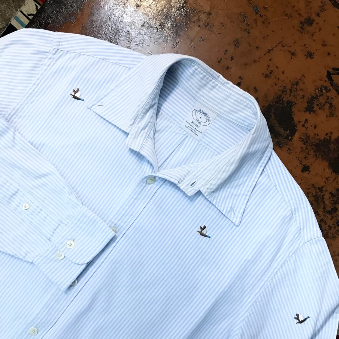 브룩스브라더스 오리 자수 소라 스트라이프 셔츠 남성 105 110 상품이미지3