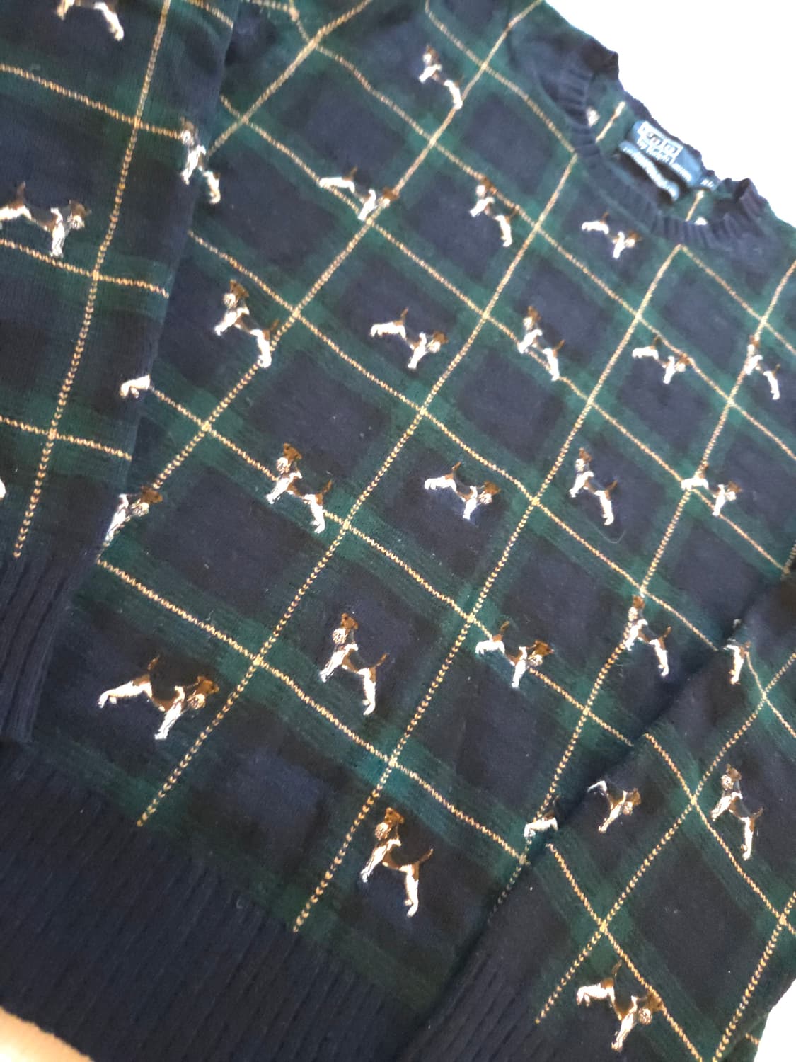 폴로 랄프로렌 도그자수 타탄체크 울 자수 상품이미지3