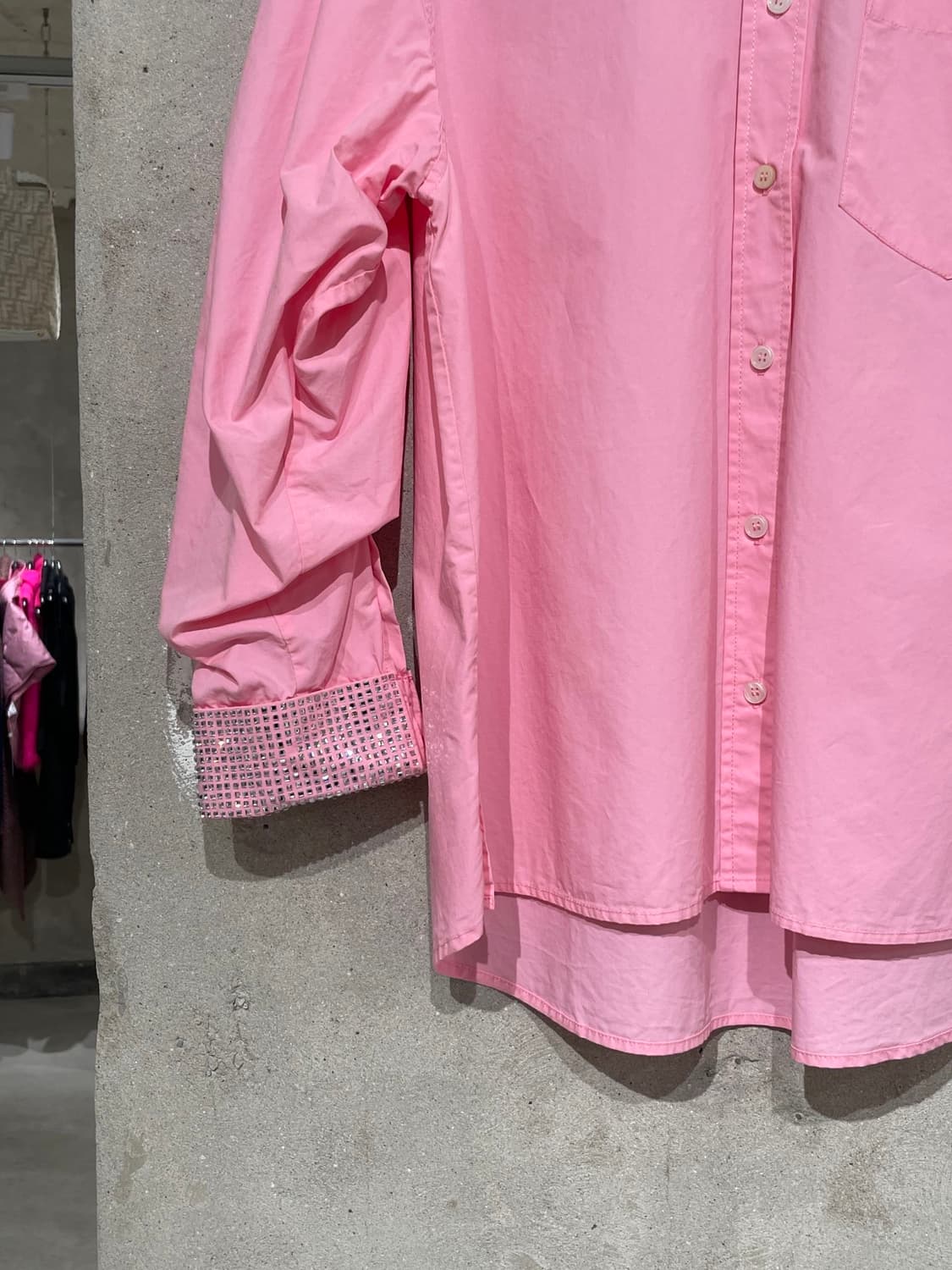 알렉산더 왕 핑크 싱글 포켓 큐빅 커프스 코튼 셔츠 상품이미지4