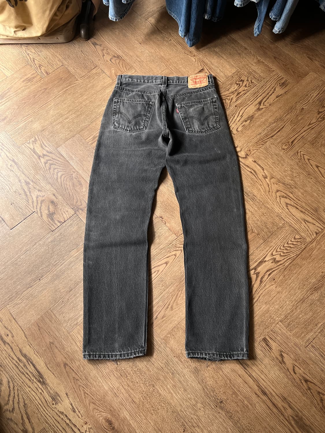 [31]00's 리바이스 505 빈티지 리페어드 흑청 데님 팬츠 상품이미지2