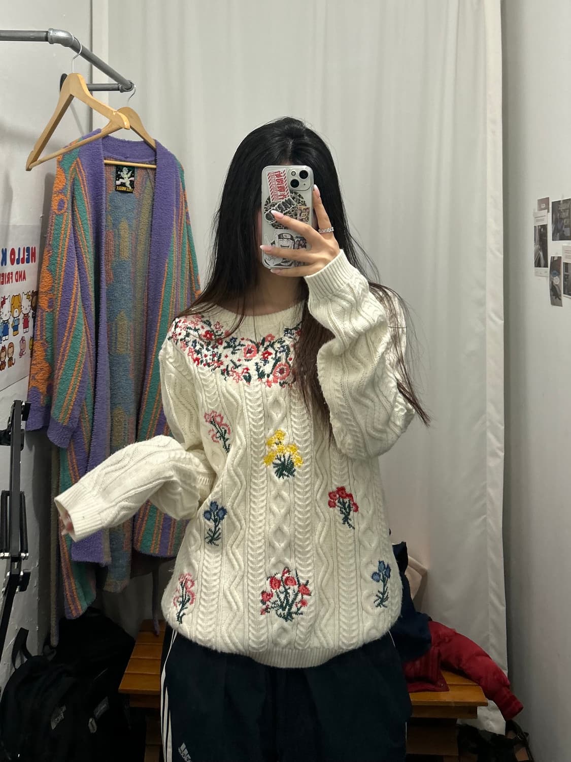 빈티지 케이블 꽃자수 니트 상품이미지1