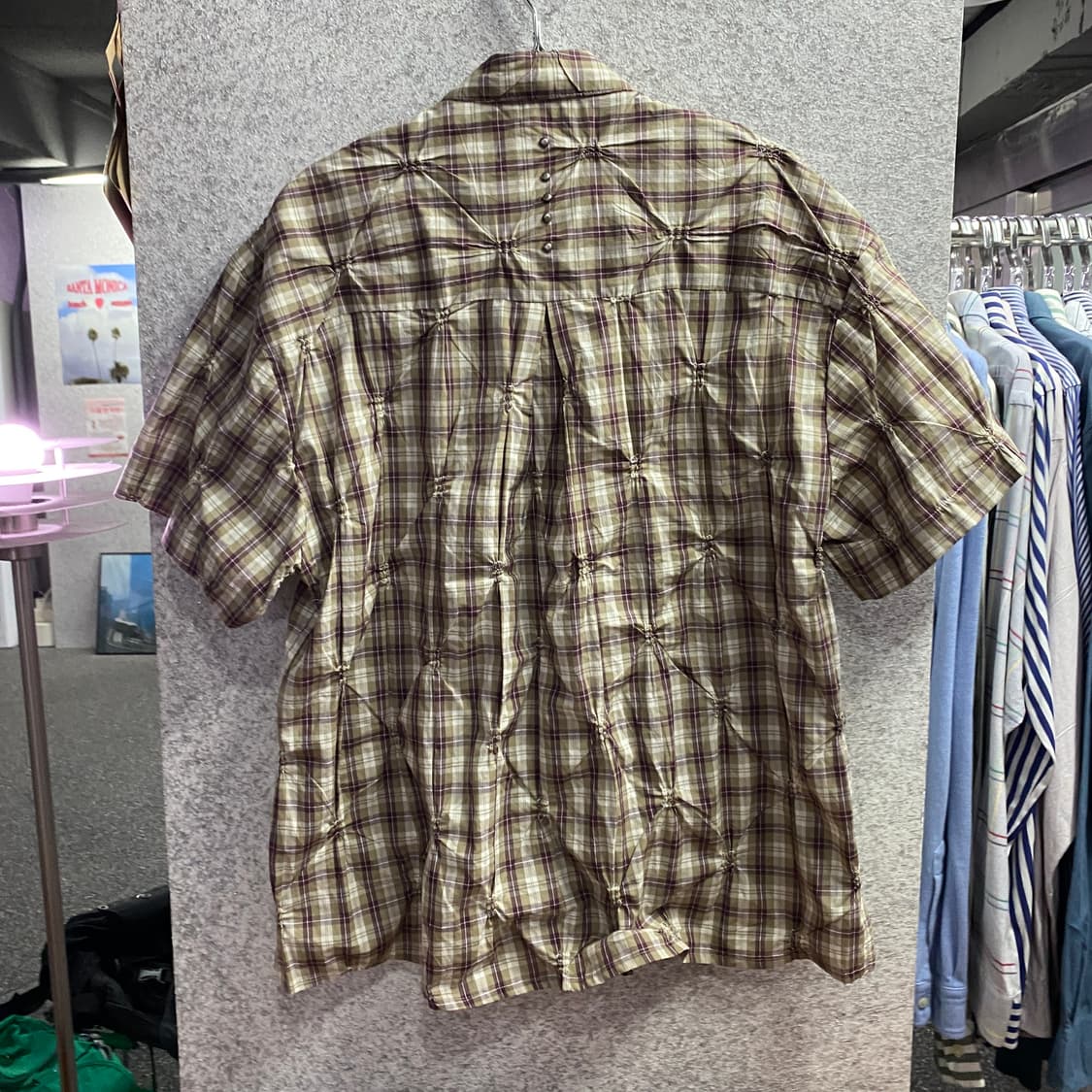 cord 핀턱 체크 스트링 반팔 셔츠 B4366 상품이미지4