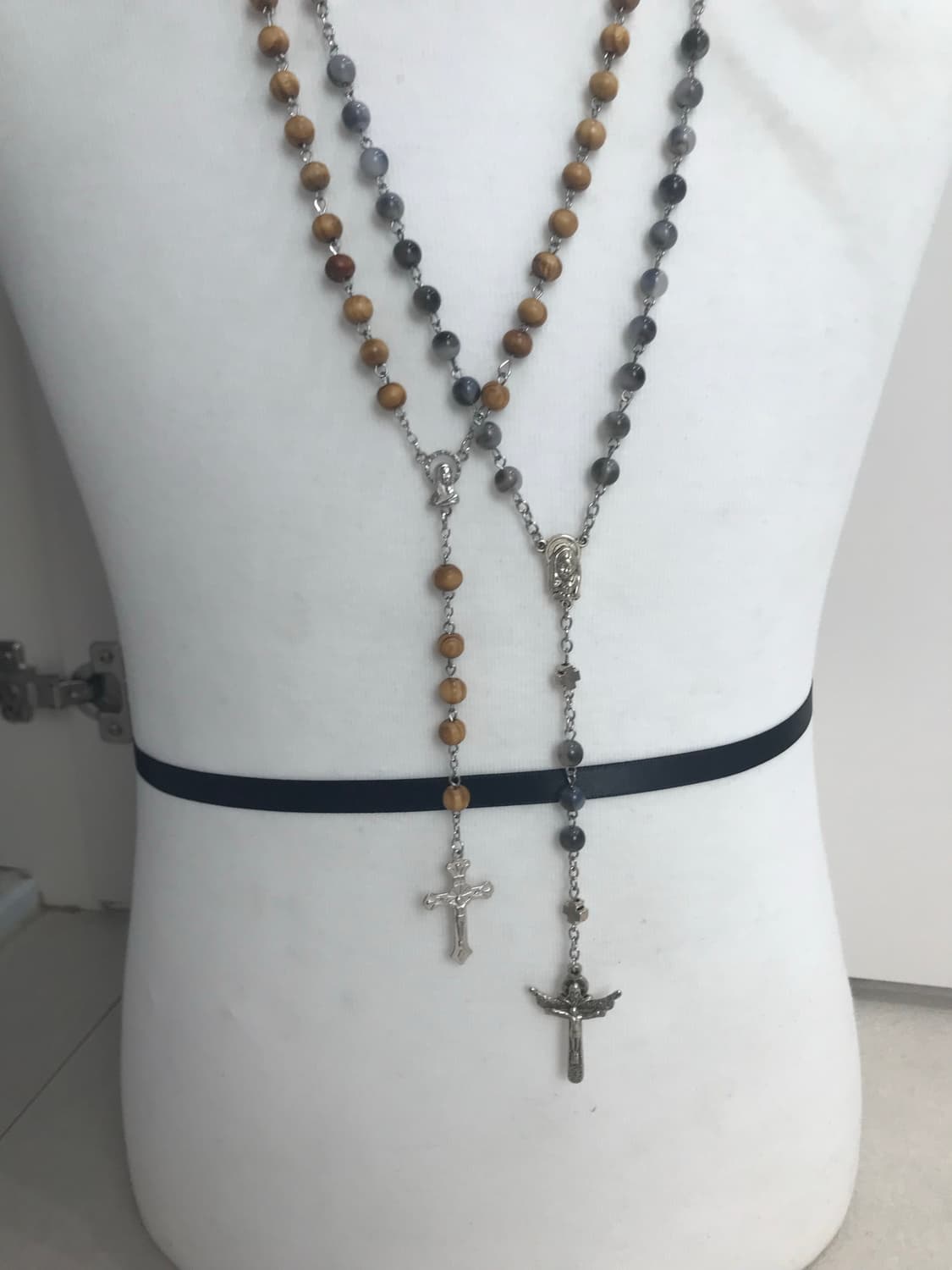 Vintage rosary cross pendant necklace 상품이미지3
