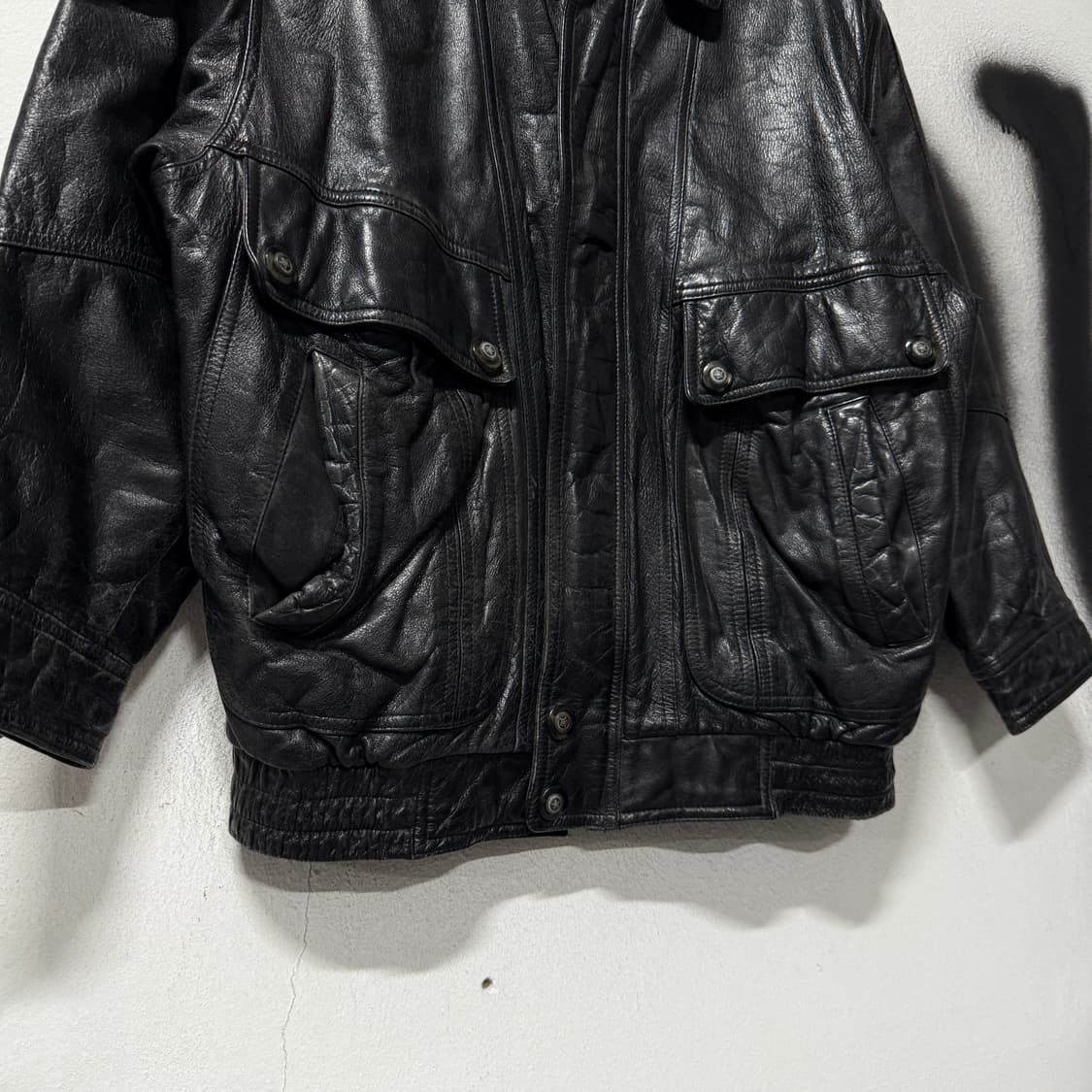 VTG 빈티지 100% 소가죽 리얼레더 싱글 블루종 자켓 상품이미지4