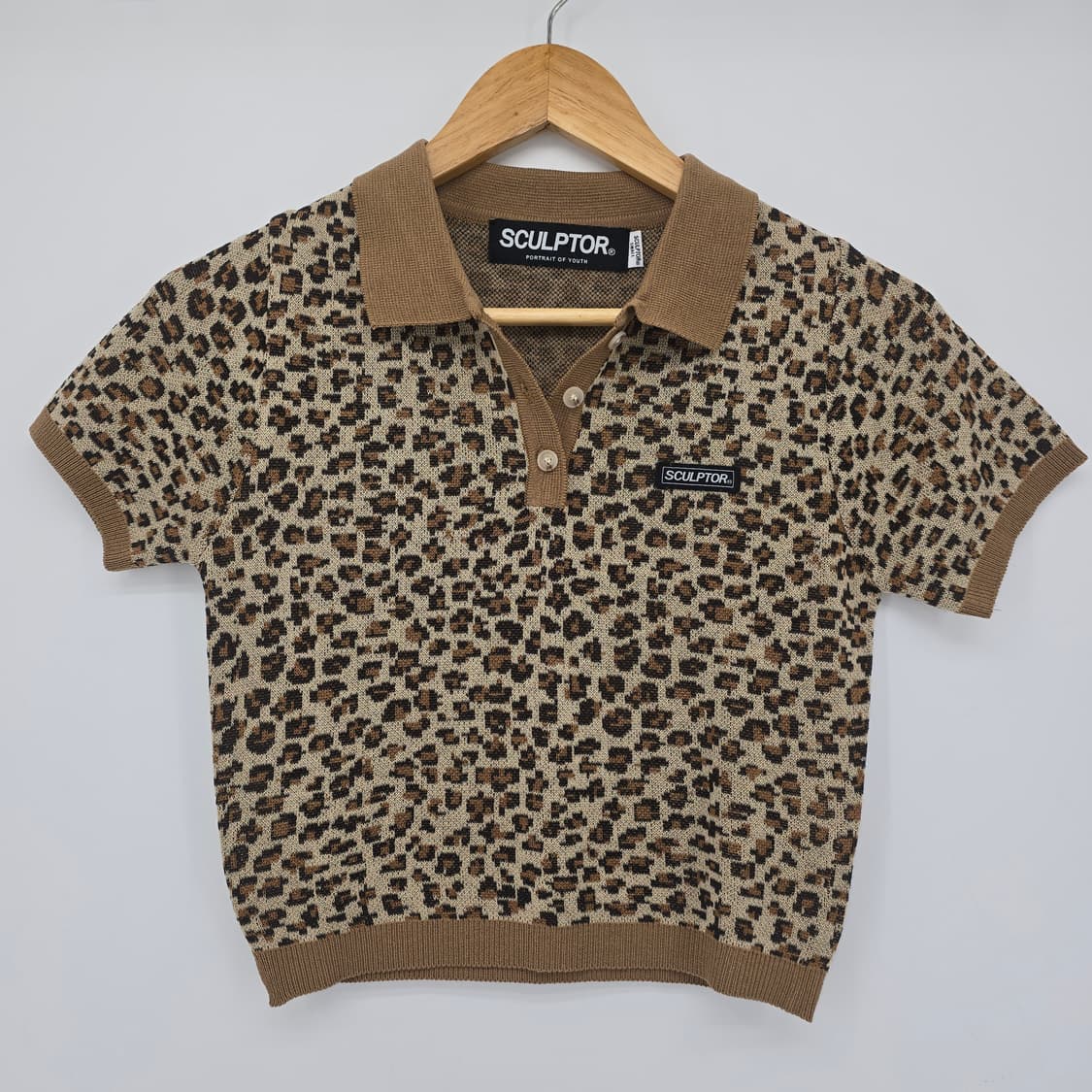 SCULPTOR 레오파드 반팔 니트티 상품이미지1