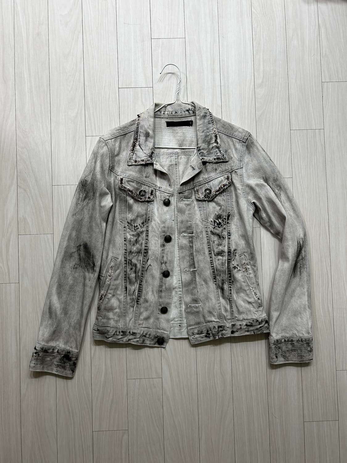 Fuga 데미지 워싱 크랙 데님 자켓 vkei 락시크 펑크 상품이미지1