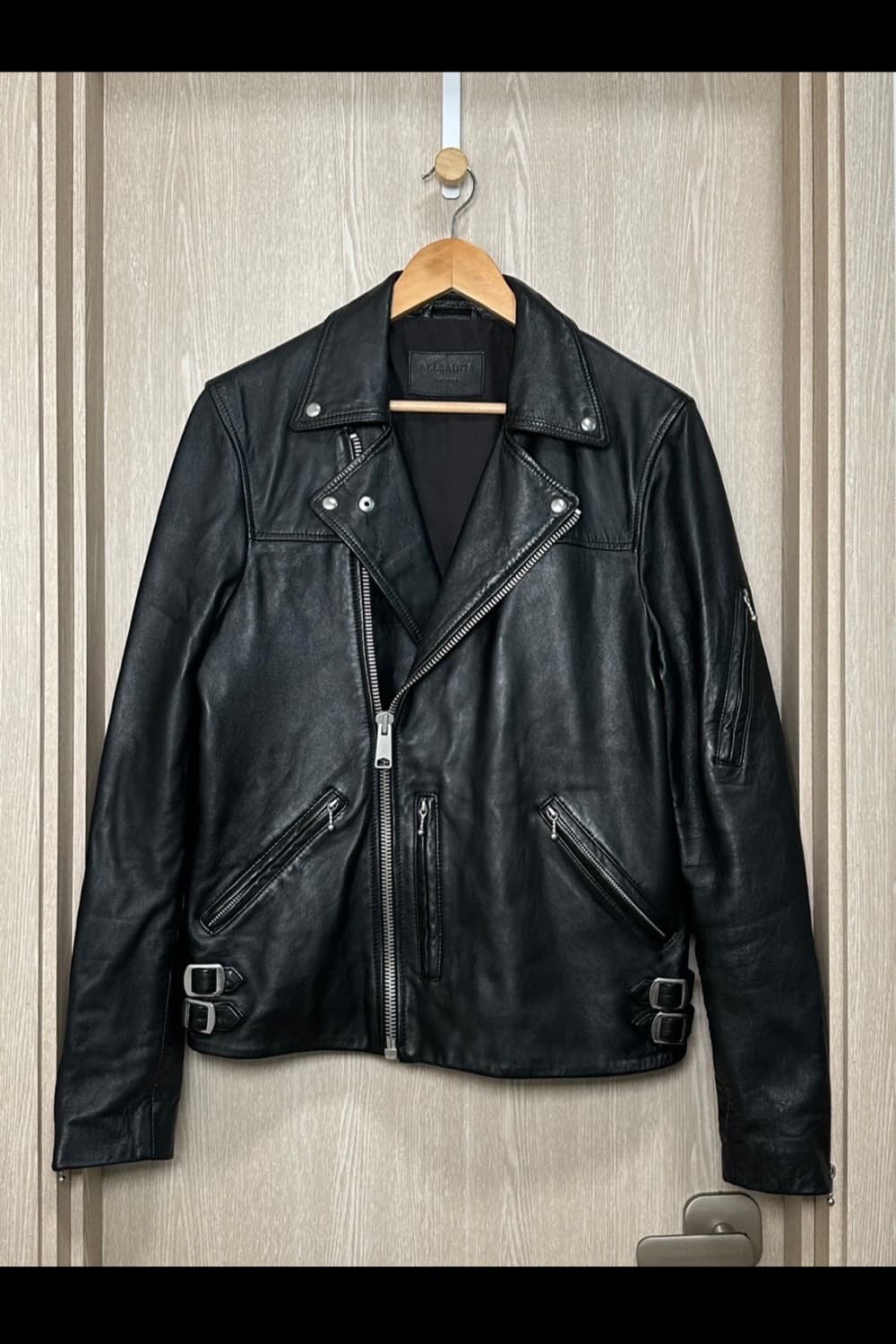 새상품급)올세인츠 램스킨 바이커자켓M/블랙 상품이미지1