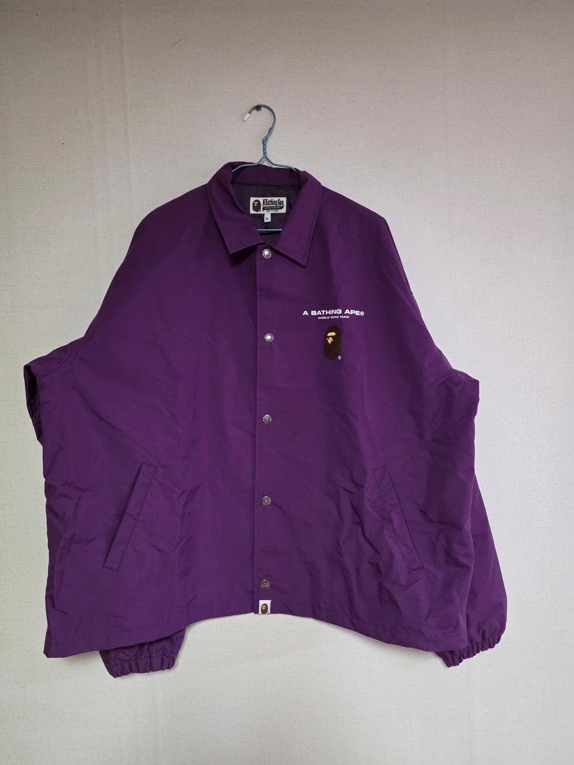 [매우큰 XL]베이프 릴렉스드핏 제네럴사루 코치자켓 퍼플 상품이미지2