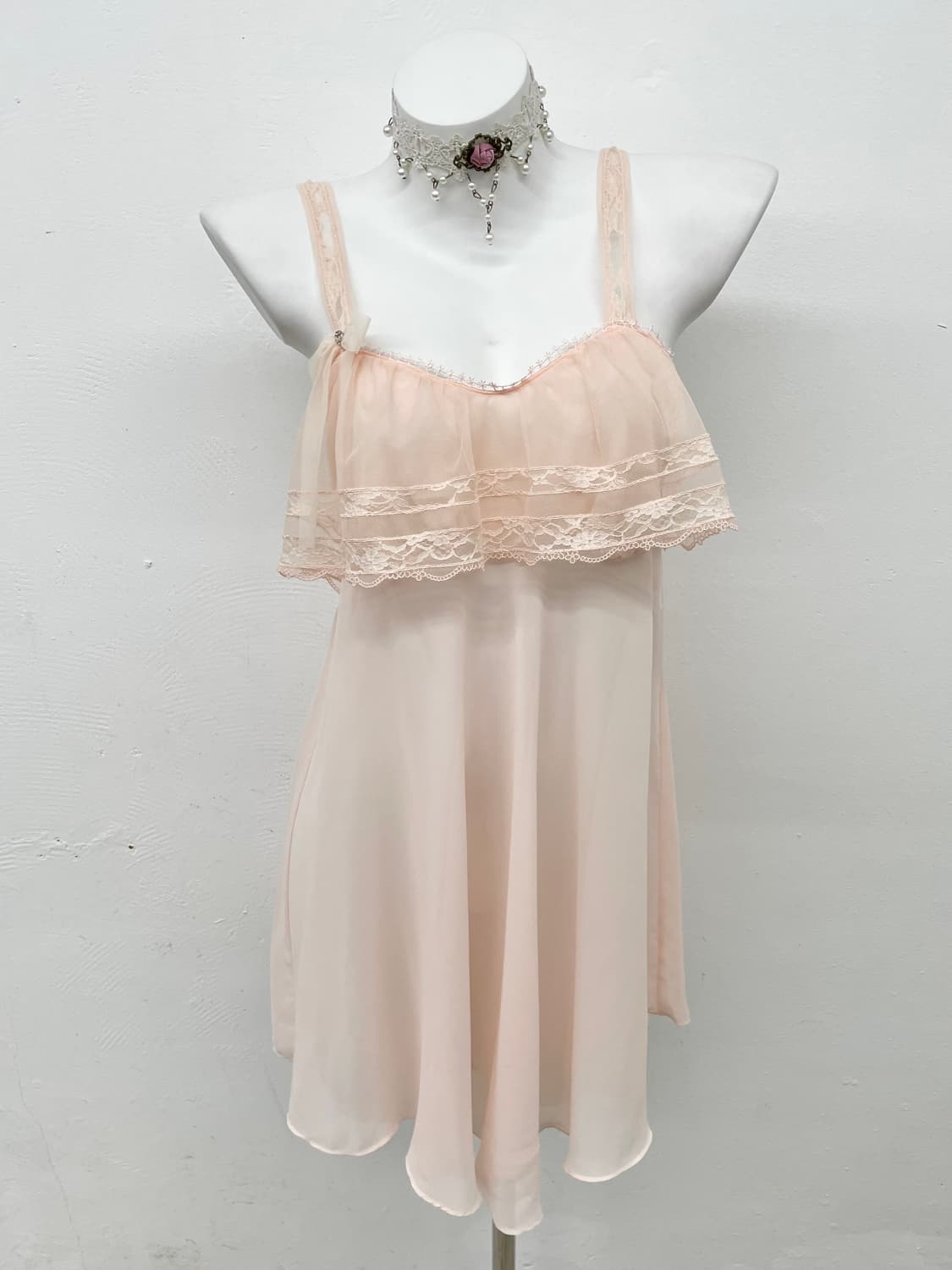 비너스 핑크 시어 레이스 슬립 상품이미지1