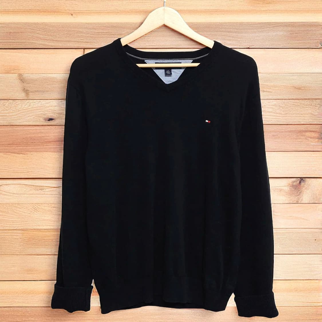 100~105)Tommy 타미 브이넥 니트 블랙 상품이미지1