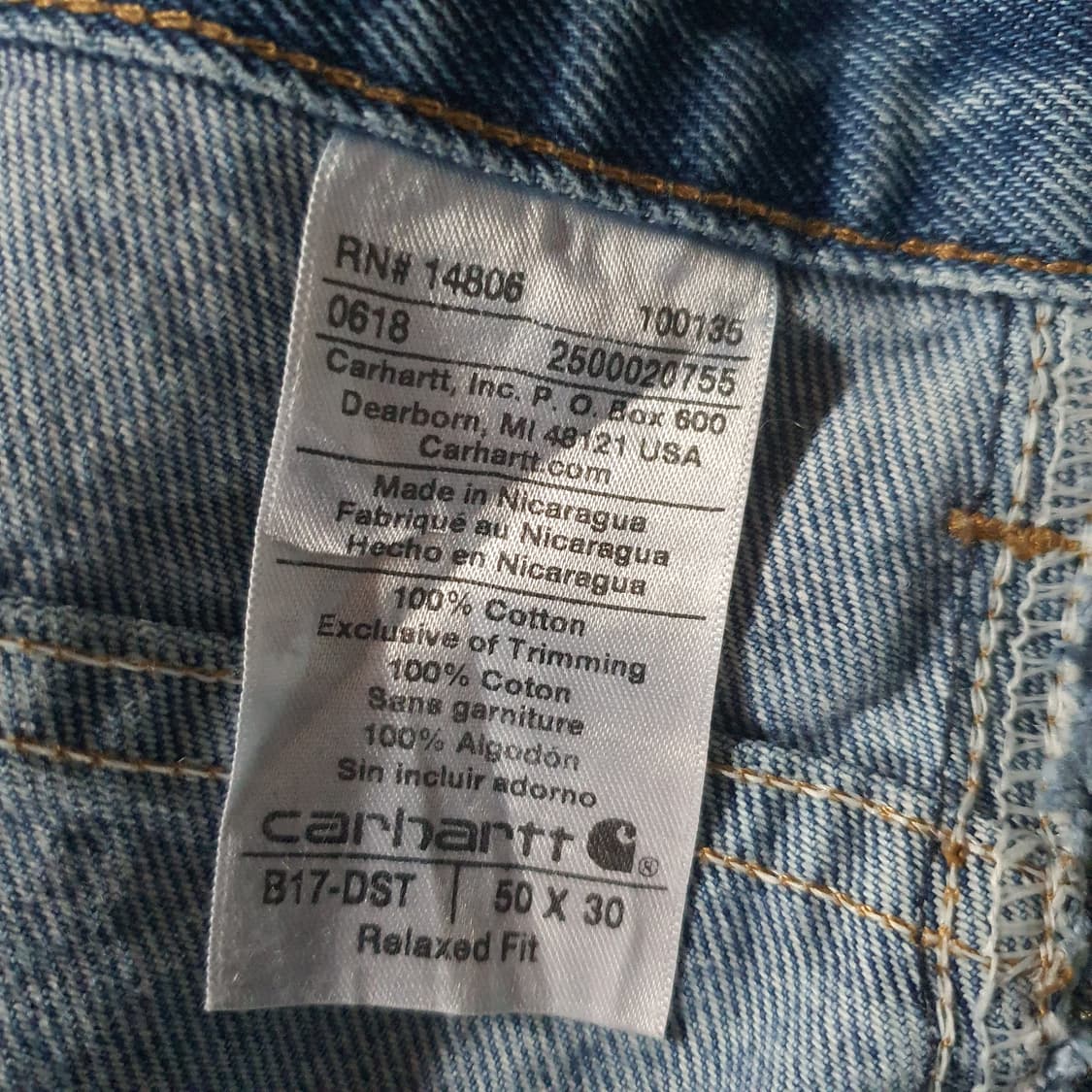 빅사이즈 칼하트 빈티지 데님 팬츠 No.43 상품이미지5