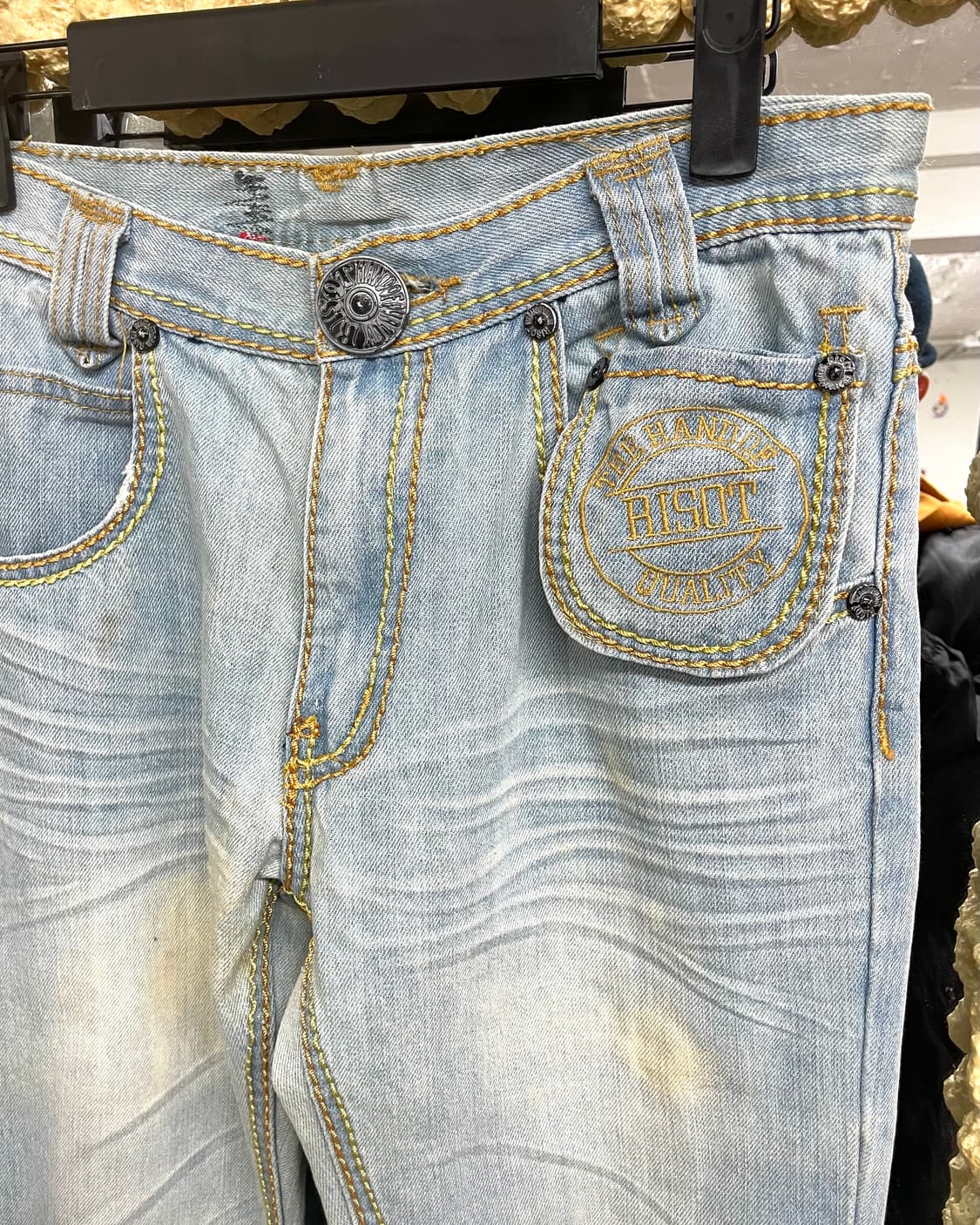 Gold stitch light blue denim pants  상품이미지6