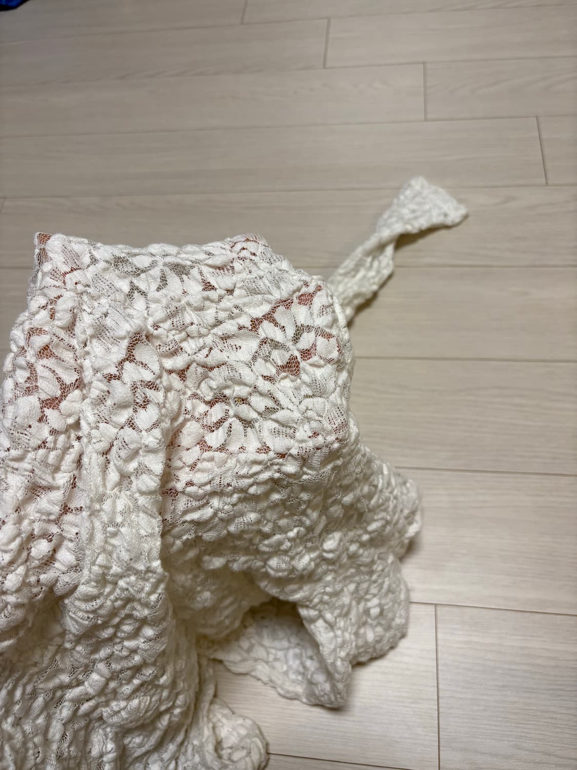 빈티지 시스루 레이스 탑 화이트 55-66사이즈 상품이미지3