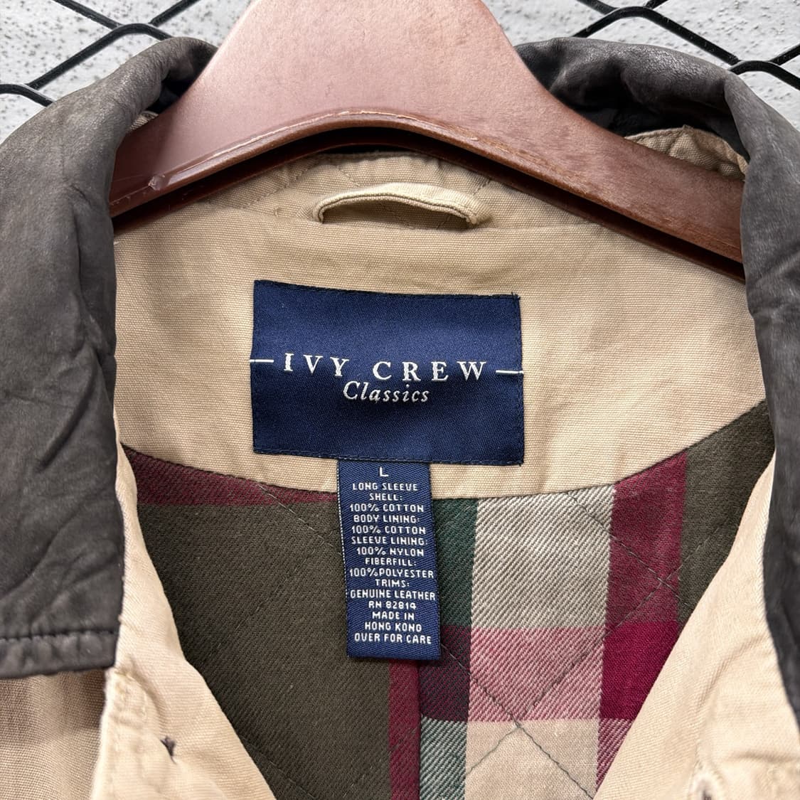 코튼 5버튼 워크자켓 사선포켓 체크누빔 안감 탈부착 디테일 상품이미지7