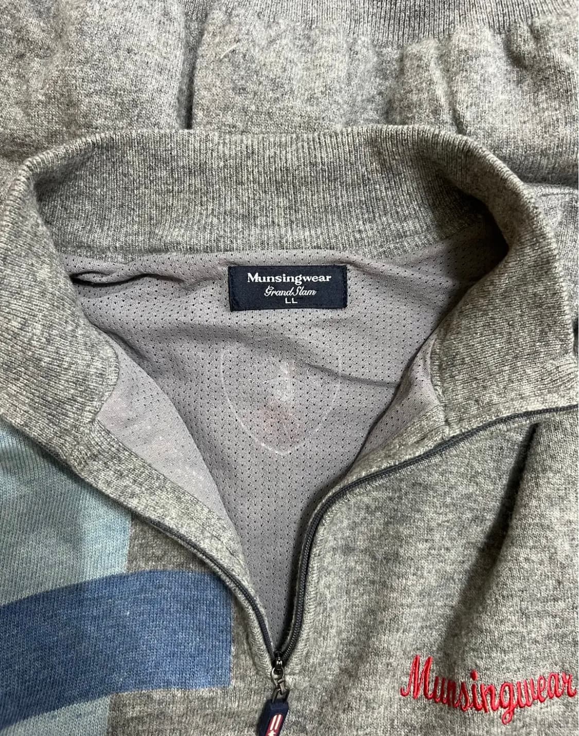 먼싱웨어 남성 그레이 울캐시미어 반집업방풍니트 LL 상품이미지6