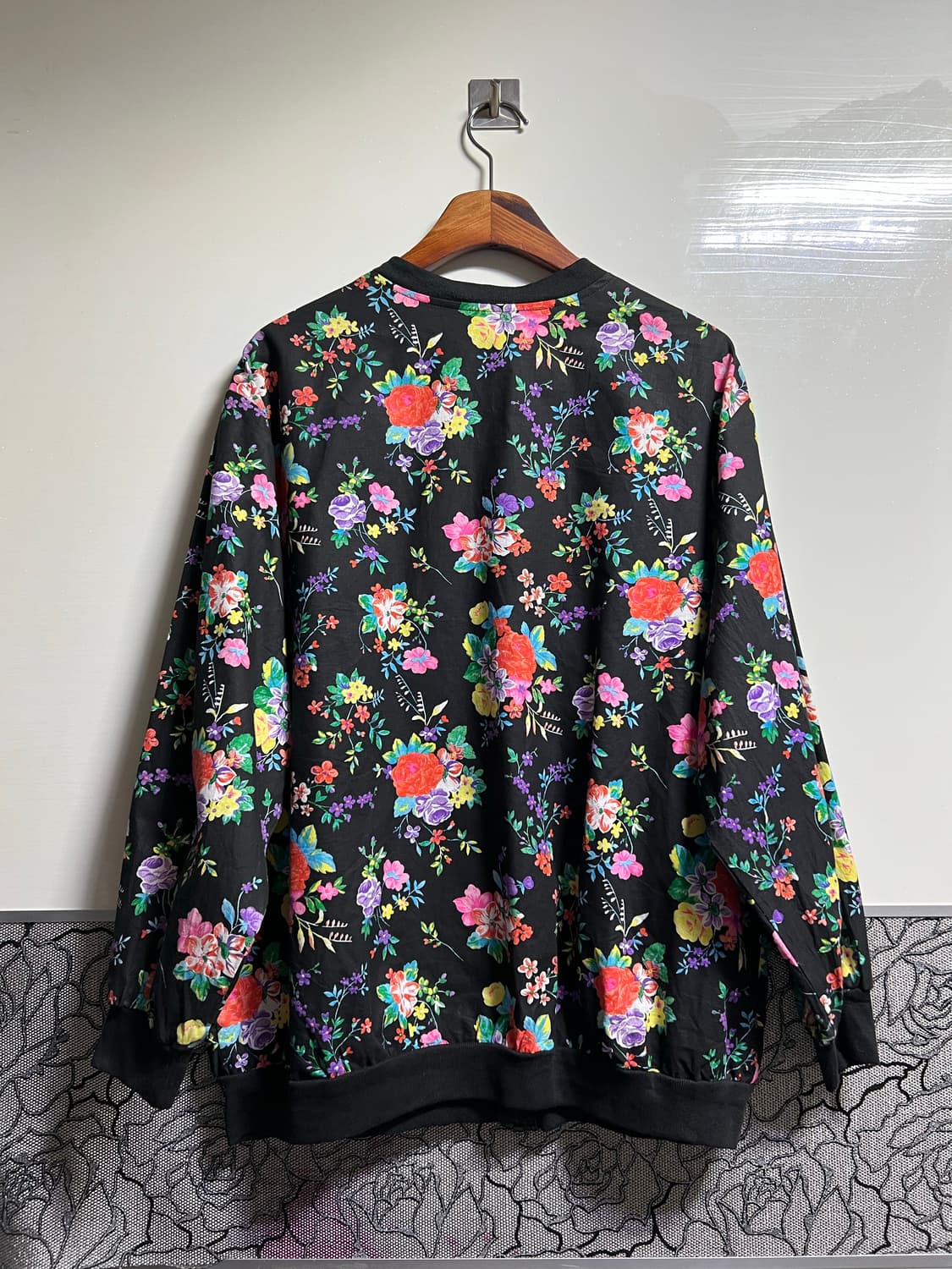 빈티지 80s 플로럴 블랙 봄버 자켓 상품이미지7